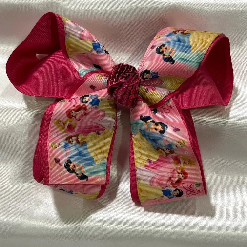 Pink Princess Ribbon XLarge Hair Bow- bundle and save on shipping